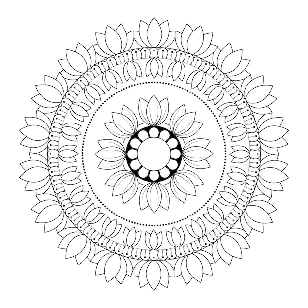 Coloriage avec mandala noir et blanc avec motif floral Vector design vector illustration graphisme