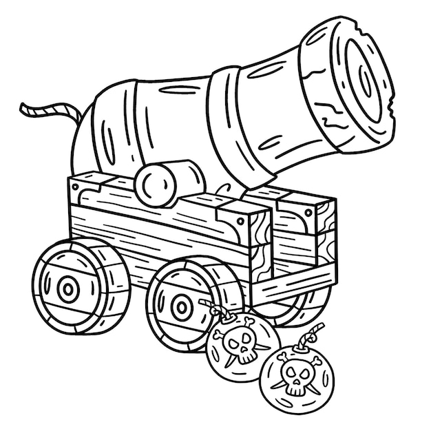 Un Coloriage Mignon Et Drôle D'un Canon Pirate. Offre Des Heures De Plaisir à Colorier Aux Enfants. Couleur, Cette Page Est Très Simple. Convient Aux Petits Enfants Et Aux Tout-petits.