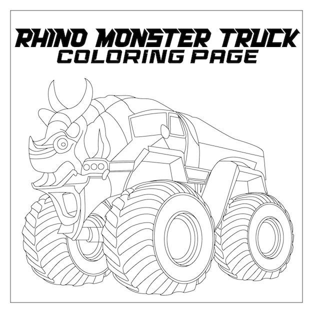Vecteur coloriage monster truck rhino pour les enfants