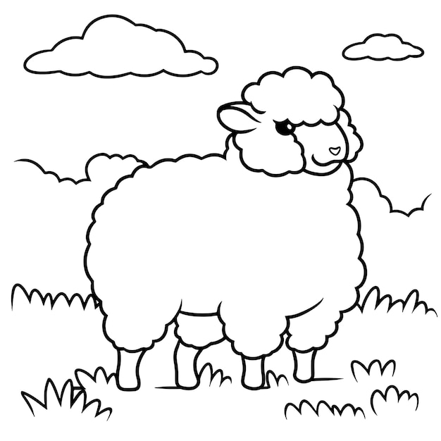Vecteur coloriage mouton animé
