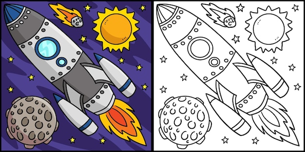 Coloriage Navette Spatiale Illustration Colorée