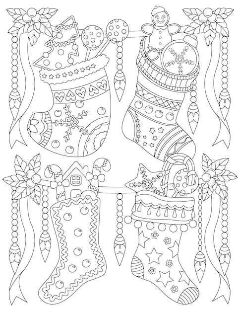 Coloriage de Noël dessiné à la main