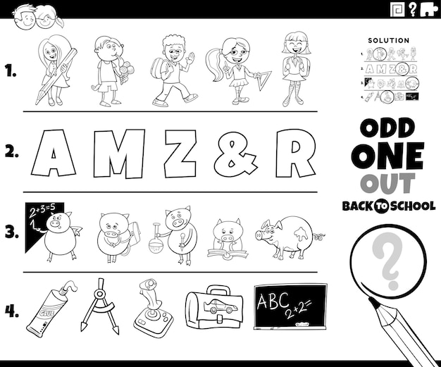 Coloriage Odd One Out Avec Des Personnages De Dessins Animés