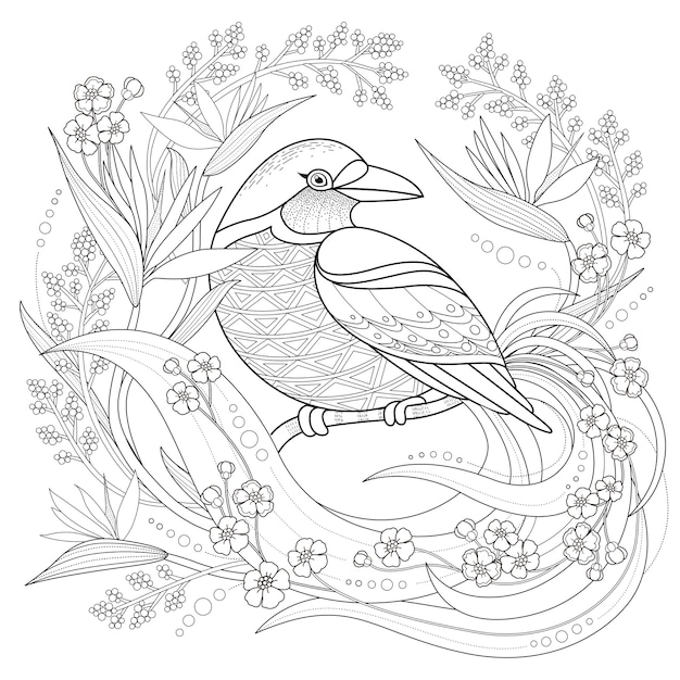 Coloriage oiseau gracieux dans un style exquis