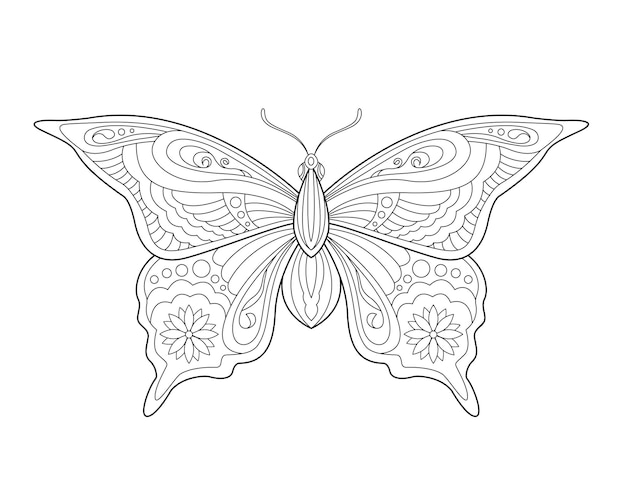 Coloriage Papillon Dessin Au Trait Noir Et Blanc Livre De Coloriage Pour Adultes