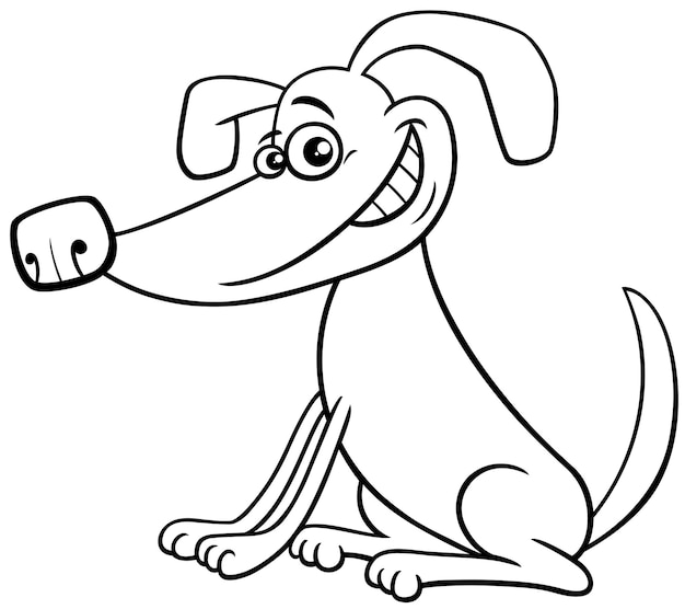 Vecteur coloriage de personnage animal comique de chien de dessin animé