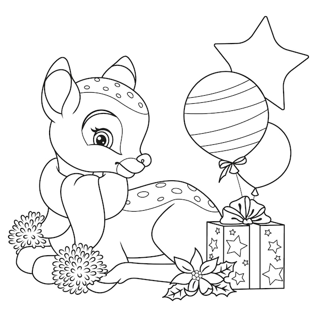 Coloriage De Petit Cerf De Noël