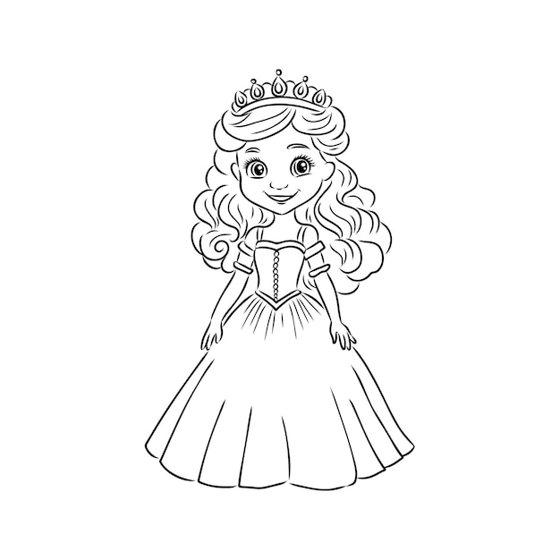 Vecteur coloriage petite princesse pour les enfants