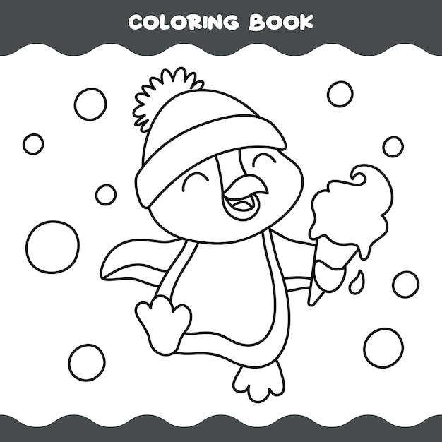 Coloriage Avec Pingouin De Dessin Animé