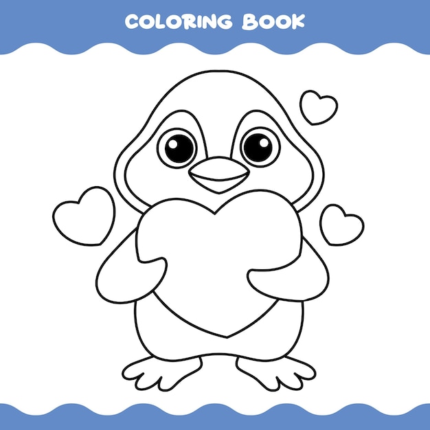 Coloriage Avec Pingouin De Dessin Animé