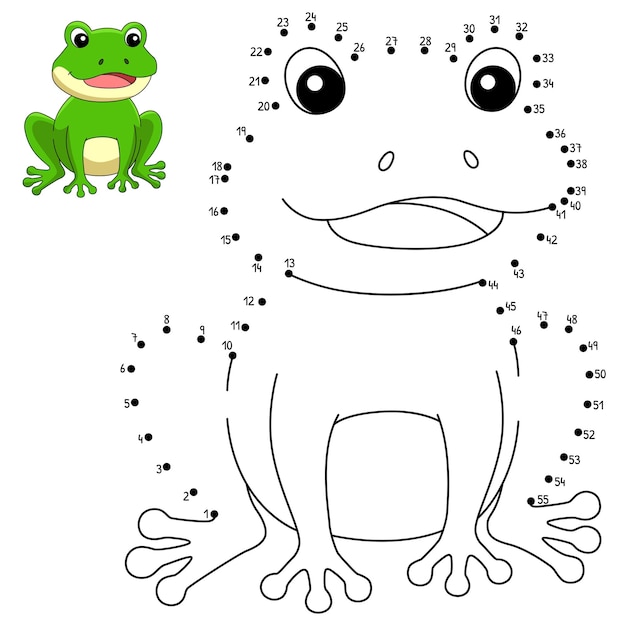 Coloriage point à point grenouille pour les enfants