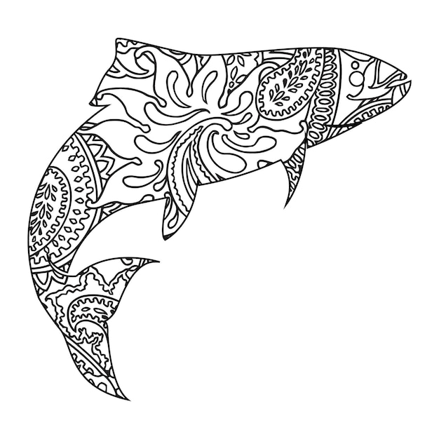Coloriage de poisson mandala Conception de mandalas à fond clair et conception d'impression