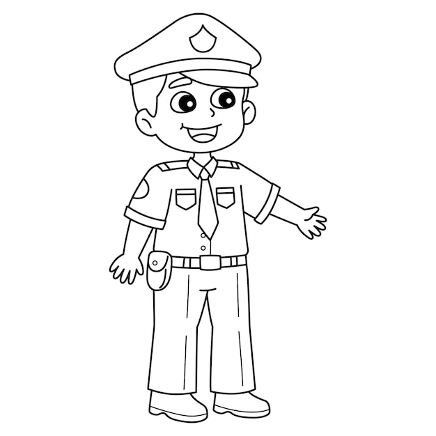 Coloriage policier isolé pour les enfants