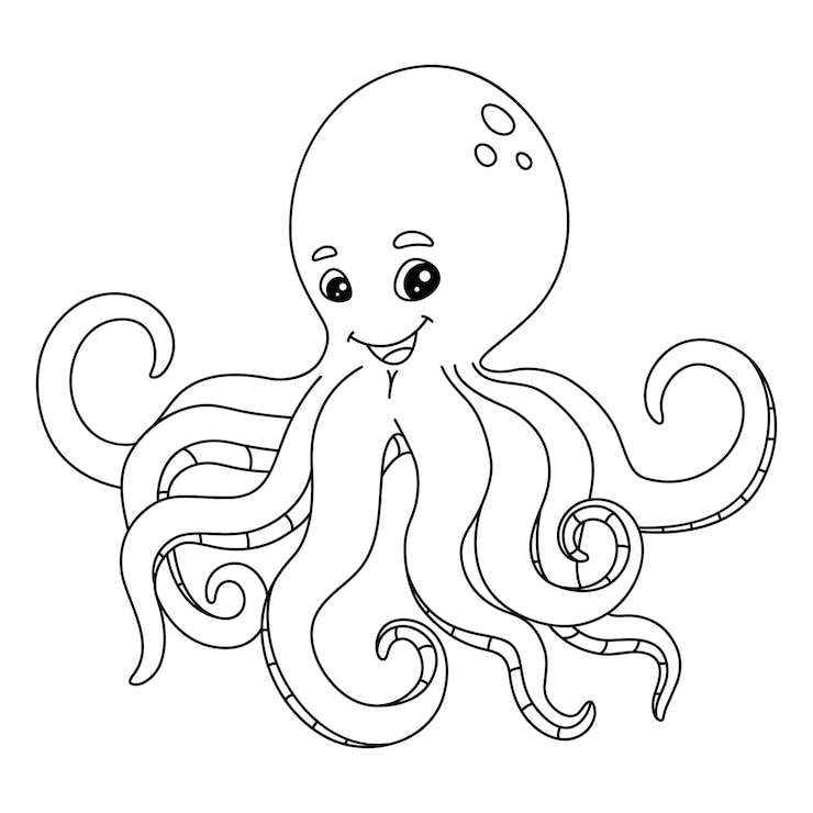 Vecteur coloriage de poulpe isolé pour les enfants