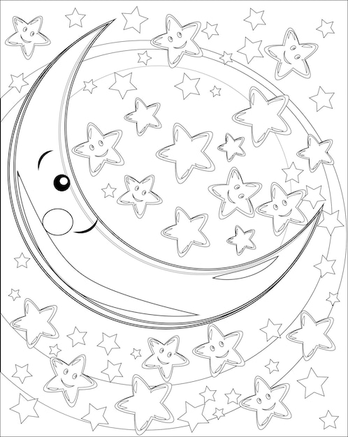 Coloriage pour adultes et enfants Page à colorier avec la nuit de la 