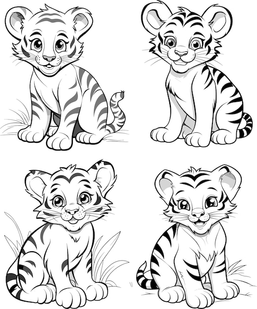 Coloriage Pour Enfants Dessin Animé Bébé Tigre