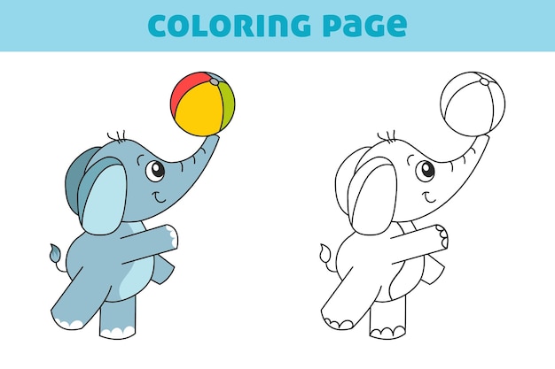Vecteur coloriage pour enfants avec éléphant