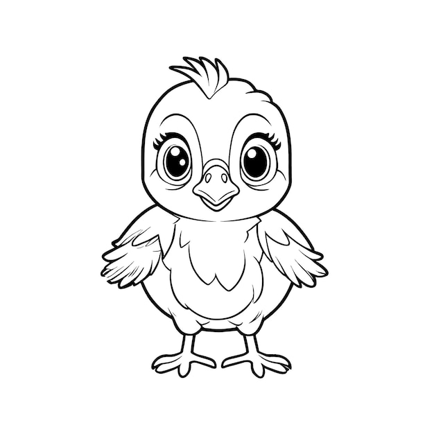 Coloriage d'un poussin mignon sur fond blanc