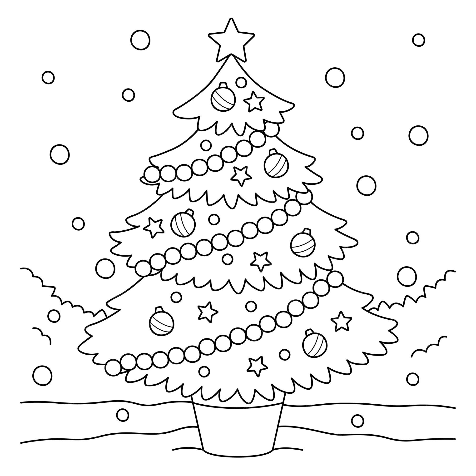 Coloriage de sapin de Noël pour les enfants Vecteur Premium