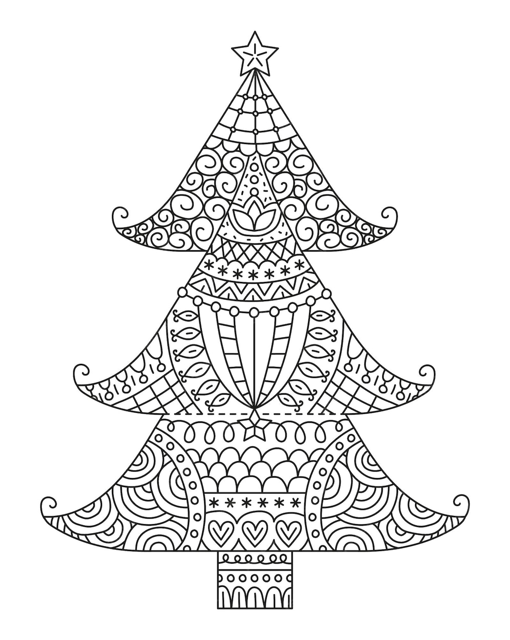 Coloriage de sapin de Noël zentangle Vecteur Premium
