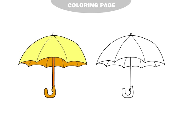 Coloriage Simple. Illustration De Parapluie Noir Et Blanc Isolé Pour Cahier De Coloriage. Version Couleur Et Noir Et Blanc