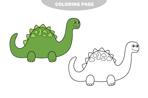 Coloriage Simple Jeu éducatif Dino Drôle Pour Les Enfants D'âge Préscolaire