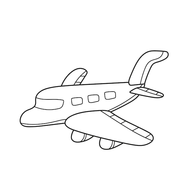 Coloriage Simple Vecteur Avion Noir Et Blanc Isolé Sur Blanc