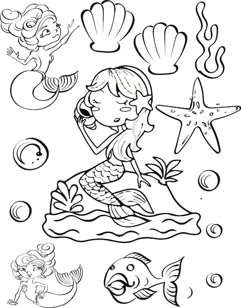 Coloriage sirène pour les enfants