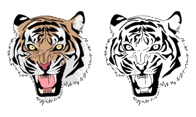 Coloriage De Tigre Dessiné à La Main Pour Enfant