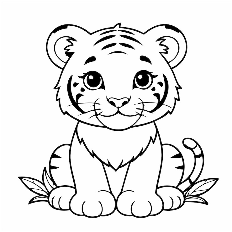 Vecteur coloriage de tigre mignon pour les tout-petits