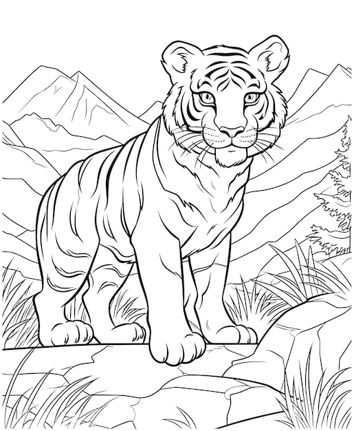 Vecteur coloriage de tigre pour les enfants