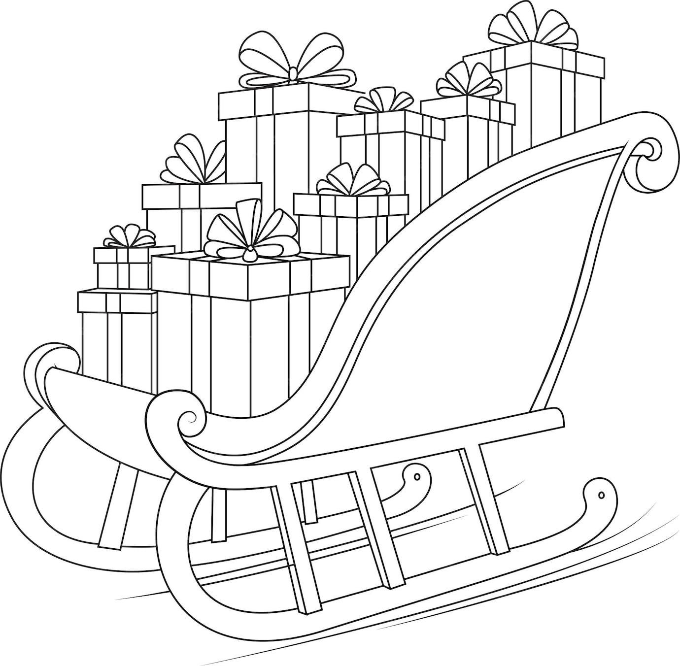 Coloriage Un Traîneau Rempli De Cadeaux Coloriages De Noël à Imprimer Vecteur Premium