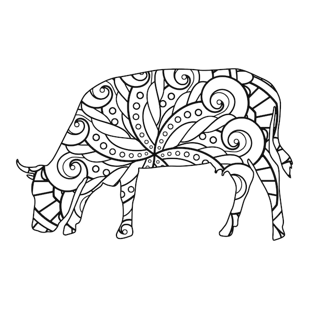 Coloriage vache mandala pour les enfants