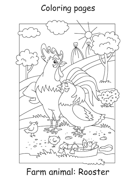 Coloriage Vecteur De Coq