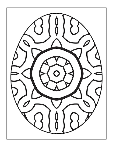 Coloriage de vecteur d'oeuf de Pâques à motifs