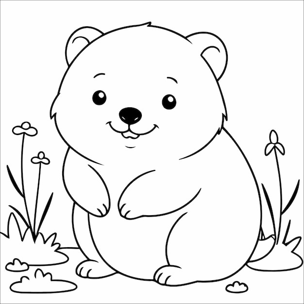 Vecteur coloriage wombat, dessin pour les tout-petits