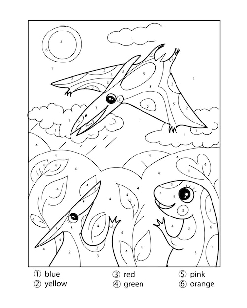 Coloriages d'activité de dinosaures par numéro