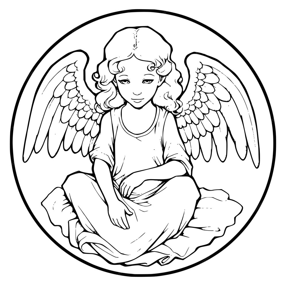 Coloriages D'anges Pour Les Enfants  Vecteur Premium