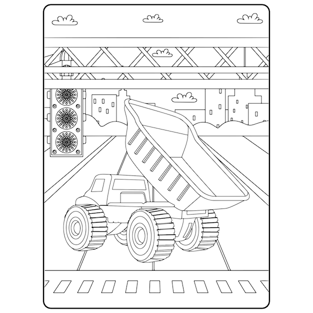 Coloriages De Camion Pour Les Enfants Vecteur Premium