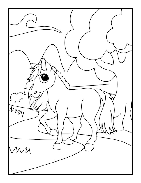 Vecteur coloriages de chevaux à imprimer pour les enfants
