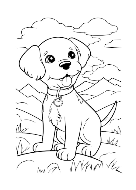 Coloriages De Chiens Coloriages De Chiots Et Coloriages D'animaux Pour Enfants Dessin Au Trait De Chien