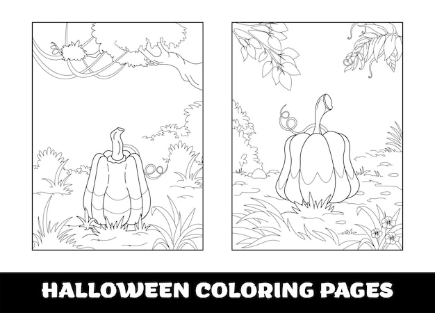 Vecteur coloriages de citrouille d'halloween pour les enfants thème de citrouille décrit pour la page à colorier