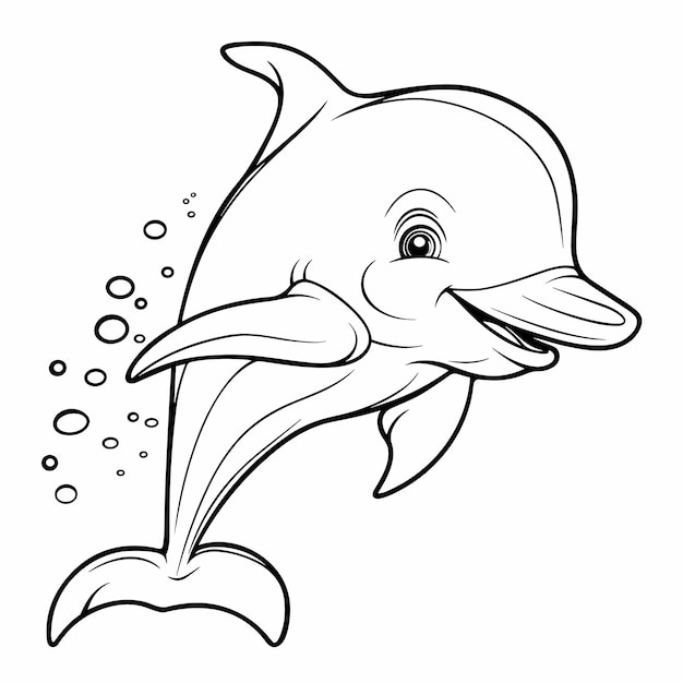 Vecteur coloriages de dauphins pour enfants noir et blanc