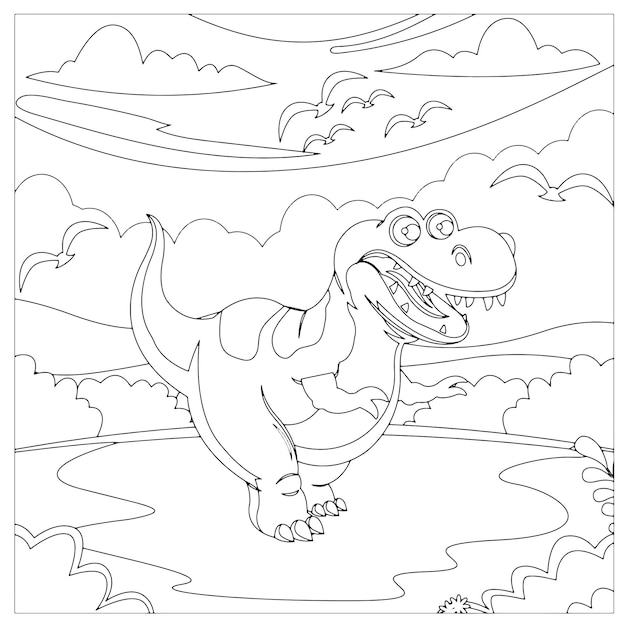 Coloriages De Dinosaures Pour Enfants Imprimables Vecteur Premium