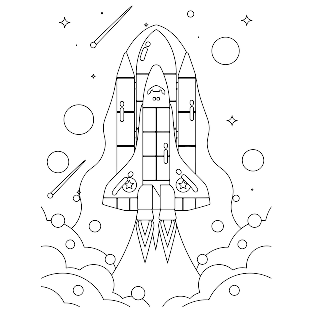 Coloriages de l'espace imprimables pour les enfants vecteur premium