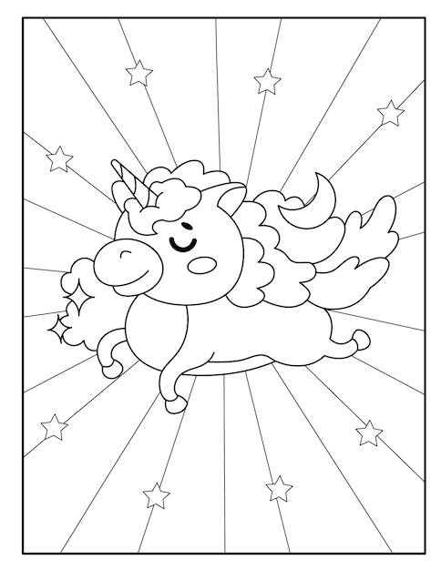 coloriages de licorne kawaii