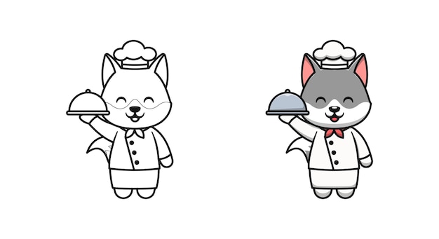 Coloriages Mignons De Dessin Animé De Chef De Loup Pour Des Enfants