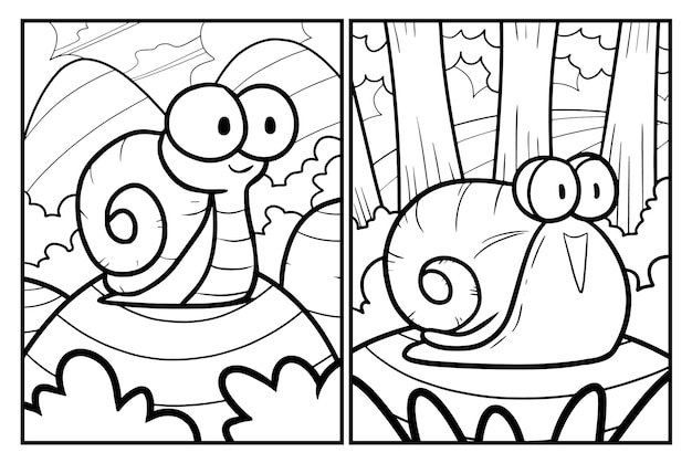 Coloriages Mignons De Dessin Animé D'escargot Aux Grands Yeux