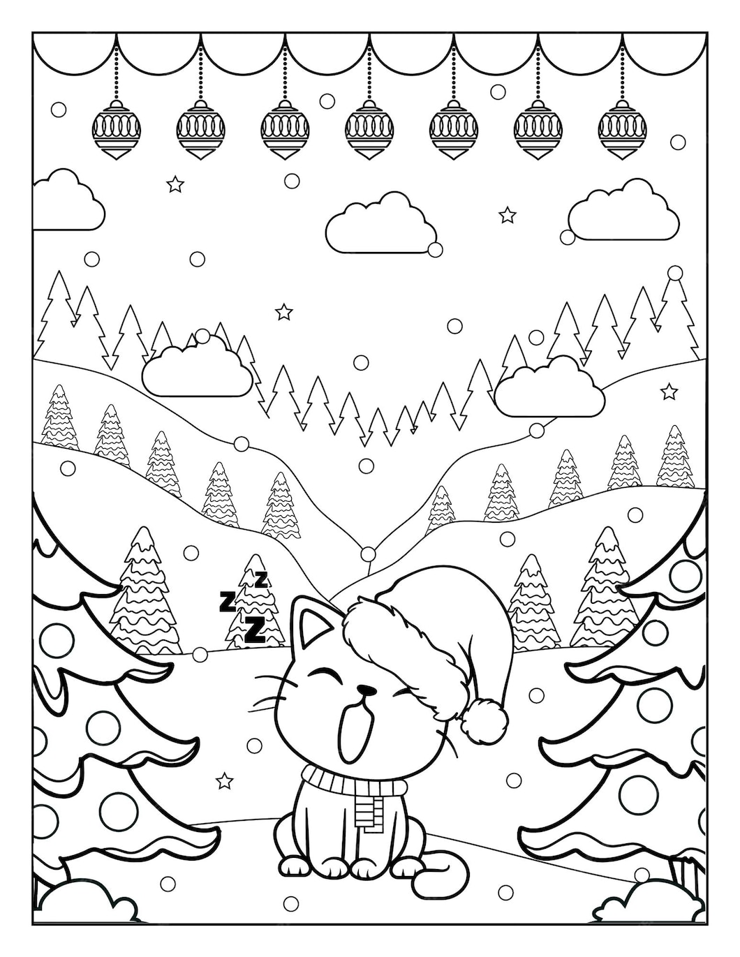 Coloriages De Noël Pour Les Enfants Vecteur Premium