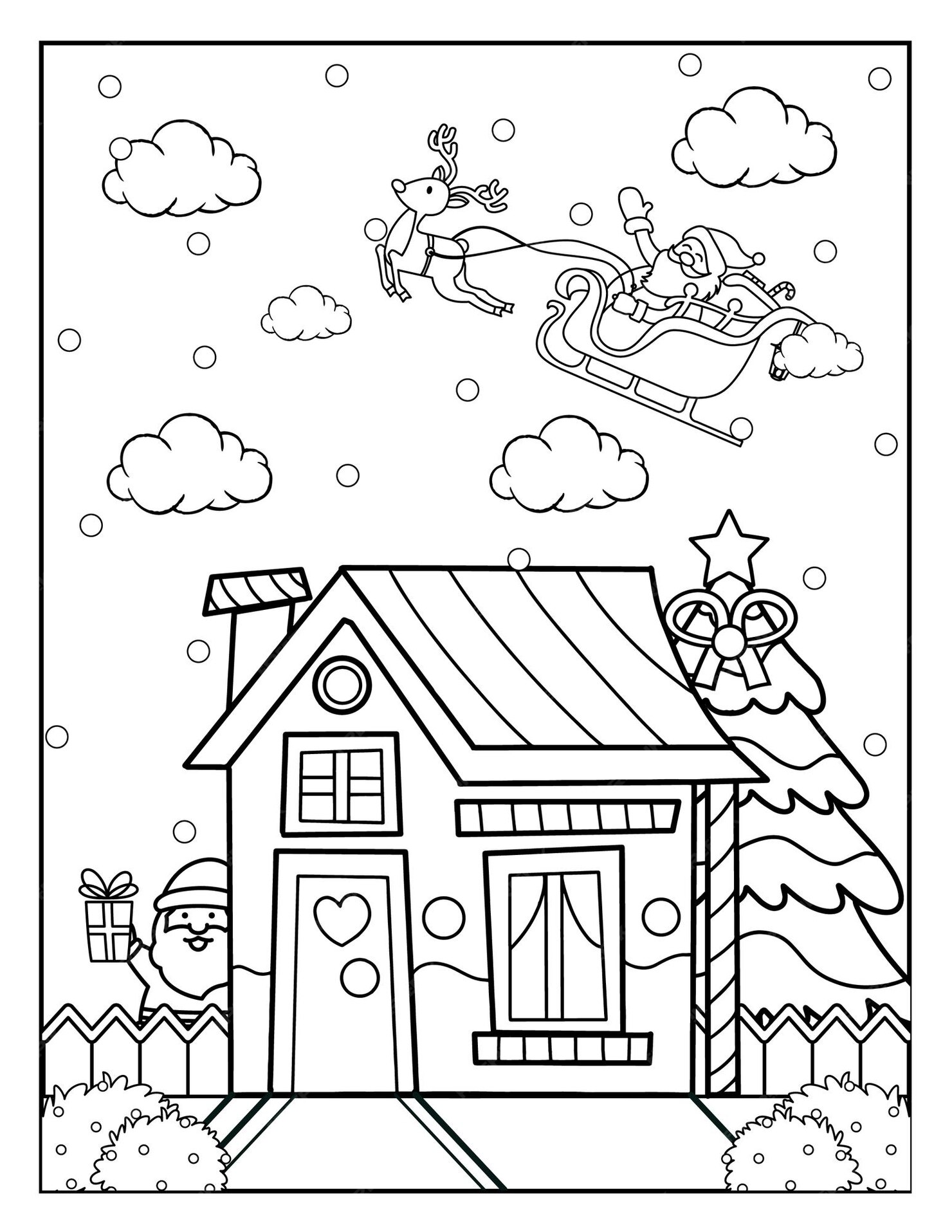 Coloriages De Noël Pour Les Enfants  Vecteur Premium